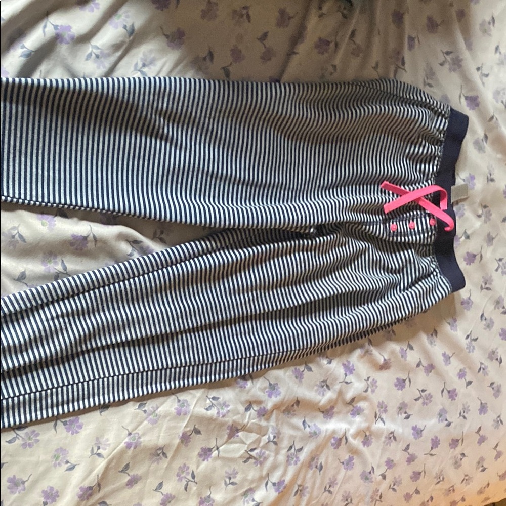 Striped Pajama Pants with Pink Bow